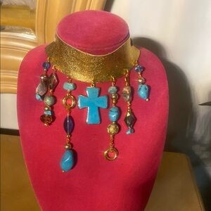 Gold and Turquoise Statement Necklace